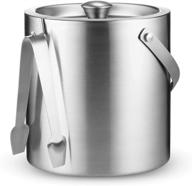 🍾 insulated ice bucket with lid and tongs - 3 liter capacity, double wall stainless steel construction, strainer to maintain ice coldness & dryness, convenient carry handle - ideal for home bar, chilling beer, champagne, and wine logo