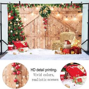 img 3 attached to 🎄 Haboke 10x8 футов Rustic Рождественская дверь из сруба для фотосъемки: Зафиксируйте идеальную ёлку, снег и стену подарков с этим мягким фоном из ткани. Идеально подходит для семейных праздничных вечеринок, студийных реквизитов и украшений!