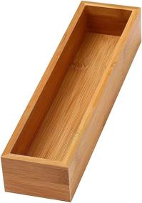 img 1 attached to 🗄️ Bamboo Drawer Organizer Box: Versatile Storage Solution for Junk Drawer, Home, Office, Kitchen, Bedroom, Children's Room, Craft, Sewing, and Bathroom - Measures 3x12x2 Inches