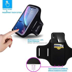 img 3 attached to 📱 QUANFUN Armband for Cell Phone: Workout Sport Armbands with Finger Touch and Key Holder for Mobile Phone [Black]"