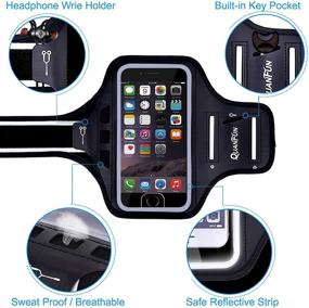 img 2 attached to 📱 QUANFUN Armband for Cell Phone: Workout Sport Armbands with Finger Touch and Key Holder for Mobile Phone [Black]"