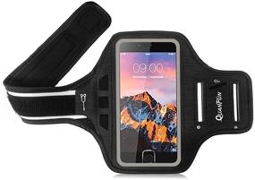 img 4 attached to 📱 QUANFUN Armband for Cell Phone: Workout Sport Armbands with Finger Touch and Key Holder for Mobile Phone [Black]"