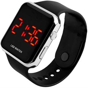 img 1 attached to ⌚️ Square LED Digital Watch - Unisex Electronic Timepiece for Men, Women, and Students - Large Face Silicone Wristwatch