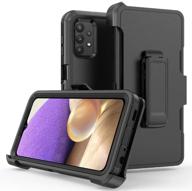 📱 samsung galaxy a32 5g case - rugged hard shockproof armor cover with belt clip holster - for samsung galaxy a32 5g phone (black) logo