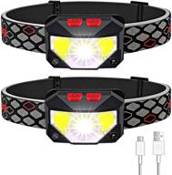 🔦 soft digits 2-pack rechargeable led headlamp - 1100 lumens, waterproof, motion sensor, 8 modes - perfect for camping, fishing, and outdoor activities logo