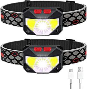 img 4 attached to 🔦 Soft Digits 2-Pack Rechargeable LED Headlamp - 1100 Lumens, Waterproof, Motion Sensor, 8 Modes - Perfect for Camping, Fishing, and Outdoor Activities