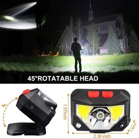 img 1 attached to 🔦 Soft Digits 2-Pack Rechargeable LED Headlamp - 1100 Lumens, Waterproof, Motion Sensor, 8 Modes - Perfect for Camping, Fishing, and Outdoor Activities