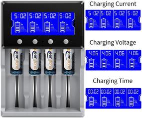 img 1 attached to 🔋 Keenstone Premium Universal Battery Charger: 4 Bay Charger for 18650, Li-ion, Ni-MH, AA AAA Batteries - LCD Display - Grey