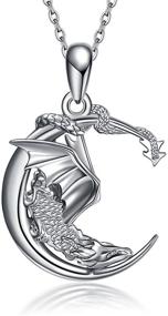 img 4 attached to 🐉 Dragon Wreathe Moon Pendant Necklace - 925 Sterling Silver Gift for Boyfriend, Dad, and Brother