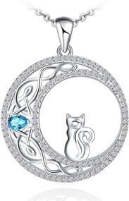 img 4 attached to 🐱 Sianilvera 925 Sterling Silver Cat Necklace: Exquisite Celtic Moon Cat Jewelry for Women & Girls - Ideal Gift for Wife, Girlfriend, Daughter, or Mom on Birthdays or Mother's Day