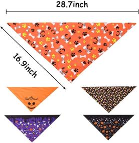 img 3 attached to Whaline Halloween Dog Bandanas 5 Pack - Triangle Pet Scarfs, Washable Neckerchief Dog Bibs with Halloween Theme: Pumpkin, Ghost, Candy Corn and Bones Pet Bandanas