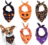 whaline halloween dog bandanas 5 pack - triangle pet scarfs, washable neckerchief dog bibs with halloween theme: pumpkin, ghost, candy corn and bones pet bandanas логотип