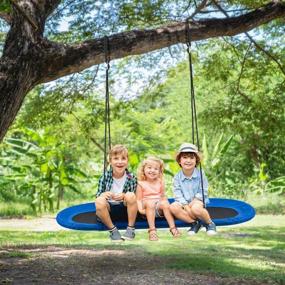 img 3 attached to 🌳 Costzon 60'' Giant Waterproof Platform Saucer Tree Swing Set: 700 lb Weight Capacity, Adjustable Hanging Ropes - Fun Outdoor Swing for Children's Park Backyard (Blue)