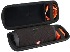 img 4 attached to Чехол Khanka для беспроводного динамика JBL Charge 3 с водонепроницаемой защитой. Просторный интерьер для зарядного устройства и USB-кабеля.