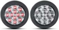 meerkatt (pack of 2) 4 inch round clear lens red led sealed clearance lamp marker indicator lights brake stop truck trailer tow caravan camper bus van pickup kit include black resin &amp logo