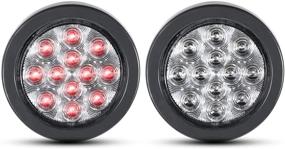 img 4 attached to Meerkatt (Pack Of 2) 4 Inch Round Clear Lens Red LED Sealed Clearance Lamp Marker Indicator Lights Brake Stop Truck Trailer Tow Caravan Camper Bus Van Pickup Kit Include Black Resin &Amp