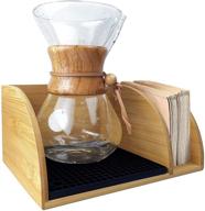 coffee organizer stand with black silicone mat for chemex coffee maker - compatible with baratza encore burr grinders, chemex coffee makers, and filters logo