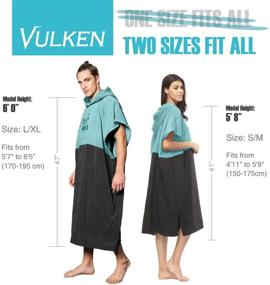 img 3 attached to 🏖️ Vulken XL Teal Blue Hooded Beach Towel Changing Robe - Waterproof Surf Poncho for Men. Quick Dry Microfiber Towelling Ideal for Beach, Pool, Lake, Water Park. Size L/XL