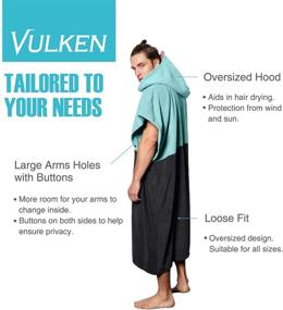 img 2 attached to 🏖️ Vulken XL Teal Blue Hooded Beach Towel Changing Robe - Waterproof Surf Poncho for Men. Quick Dry Microfiber Towelling Ideal for Beach, Pool, Lake, Water Park. Size L/XL