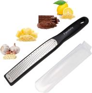 🍋 fandaily citrus zester hand grater - stainless steel kitchen tool for lemon, orange, chocolate, nutmeg, ginger, hard cheese, coconut, and more (black) - enhanced seo logo