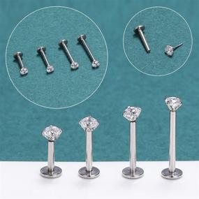 img 1 attached to 👄 ZS 12Pcs 16G Pushin Lip Rings: Stainless Steel Medusa Piercing Jewelry, 2mm 3mm 4mm CZ Forward Helix Earring, Labret Monroe Piercing Jewelry for Women Men - Stylish and Durable Options