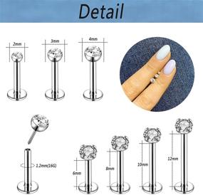 img 3 attached to 👄 ZS 12Pcs 16G Pushin Lip Rings: Stainless Steel Medusa Piercing Jewelry, 2mm 3mm 4mm CZ Forward Helix Earring, Labret Monroe Piercing Jewelry for Women Men - Stylish and Durable Options