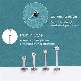 img 2 attached to 👄 ZS 12Pcs 16G Pushin Lip Rings: Stainless Steel Medusa Piercing Jewelry, 2mm 3mm 4mm CZ Forward Helix Earring, Labret Monroe Piercing Jewelry for Women Men - Stylish and Durable Options