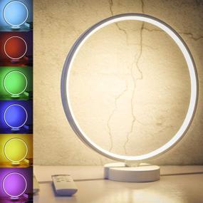 img 4 attached to 🔆 SUNY 7 Colors Dimmable Bedroom Nightstand Lamps: Modern Circle Table Lamp with Remote Control