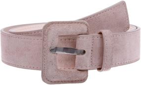 img 3 attached to Inch Stitching Edged Suede Leather Black Women's Accessories and Belts