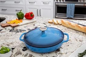 img 3 attached to 🍲 Lodge 3.6 Quart Enamel Cast Iron Casserole Dish with Lid - Carribbean Blue: Durable and Stylish Cooking Essential