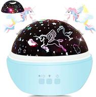 🎄 unicorn christmas gifts for girls: star night light projector toys for kids & toddlers, girl gifts for ages 1-4, baby nursery night lamp with 8 colors rotating lights (blue) logo