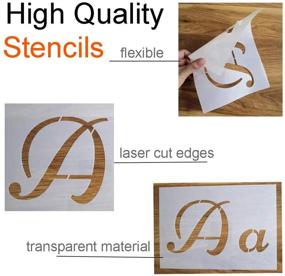 img 3 attached to 🎨 Reusable Plastic Letter Stencils for Painting on Wood - Large Fancy Calligraphy Font - Upper and Lowercase Letters & Numbers Signs - 40Pcs, 82 Designs - Ideal for Holiday Crafts and Art Projects