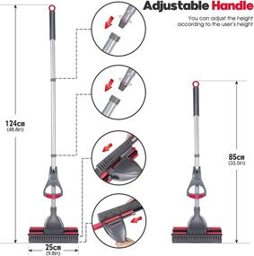 img 3 attached to 3-in-1 Telescopic Sponge Mop for Household Cleaning of Hardwood, Laminate, Tile, Marble, and Ceramic Floors with Built-in Floor Brush and TPR Squeegee