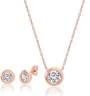 💎 lesa michele sterling silver round cz bezel set stud earrings & pendant set: elegant 18 inch silver chain included logo