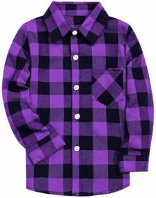 img 3 attached to 👔 Premium Plaid Sleeve Shirt: Button Black Boys' Clothing for Stylish Tops, Tees & Shirts