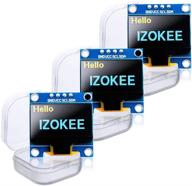 izokee 0.96'' i2c iic 12864 128x64 pixel oled lcd display shield board module 4 pin for arduino & raspberry pi - pack of 3pcs (yellow-blue-iic) logo