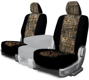 img 3 attached to 🚗 CarsCover Custom Fit Neoprene Front Seat Covers for 2009-2016 Dodge Ram 1500 2500 3500 Pickup Trucks - Camo/Black, Real Maple Forest Tree Leaf Camouflage Design - Driver & Passenger