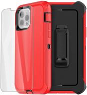 📱 aicase iphone 13 pro case with belt-clip holster, screen protector – rugged red heavy duty protective phone case provides military-grade full body protection, shockproof, dustproof, drop proof design logo