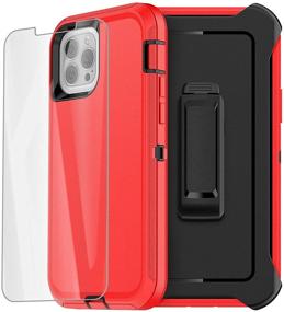 img 4 attached to 📱 AICase iPhone 13 Pro Case with Belt-Clip Holster, Screen Protector – Rugged Red Heavy Duty Protective Phone Case Provides Military-Grade Full Body Protection, Shockproof, Dustproof, Drop Proof Design