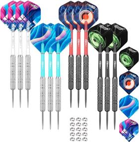 img 3 attached to 🎯 CyeeLife Steel Tip Darts Set 20g - PVC Shafts, Extra Flights, Metal O Rings, 4 Colors - Black & Sliver Barrels - Home Darts Kit