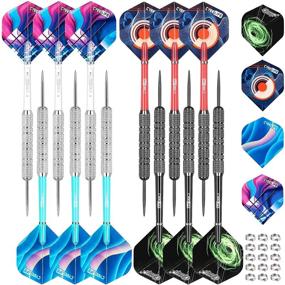 img 4 attached to 🎯 CyeeLife Steel Tip Darts Set 20g - PVC Shafts, Extra Flights, Metal O Rings, 4 Colors - Black & Sliver Barrels - Home Darts Kit