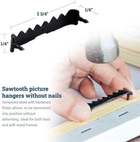 img 3 attached to 🖼️ 100 Pack of Black No Nail Sawtooth Picture Hangers - 1 3/4 Inch Sawtooth Hangers