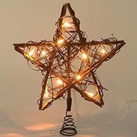 natural rattan star christmas tree topper with 10 led lights - xmas decorations treetop for christmas tree logo
