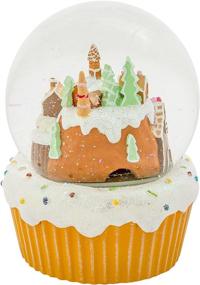 img 1 attached to 🎄 120MM Roman Gingerbread Village Train Musical Water Globe with Glitterdome - Plays We Wish You a Merry