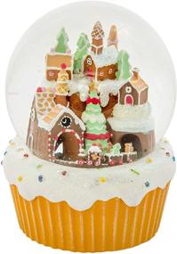 img 2 attached to 🎄 120MM Roman Gingerbread Village Train Musical Water Globe with Glitterdome - Plays We Wish You a Merry