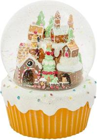 img 4 attached to 🎄 120MM Roman Gingerbread Village Train Musical Water Globe with Glitterdome - Plays We Wish You a Merry