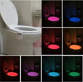 img 3 attached to 2 Pack Toilet Night Light by Ailun - Motion Activated LED Light - 8 Color Changing Toilet Bowl Nightlight for Bathroom - Battery Not Included - Perfect Decorating Combination with Water Faucet Light