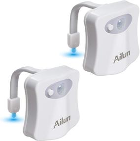 img 4 attached to 2 Pack Toilet Night Light by Ailun - Motion Activated LED Light - 8 Color Changing Toilet Bowl Nightlight for Bathroom - Battery Not Included - Perfect Decorating Combination with Water Faucet Light
