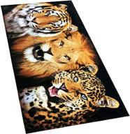 🏖️ softerry big cats beach towel - 30"x60" - wild felines: lion, bengal tiger, and leopard jaguar - 100% cotton logo