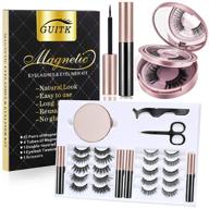 👁️ upgraded magnetic eyelashes and eyeliner kit - 12 pairs in bright black, reusable 3d natural look, long lasting, no glue, with 4 tubes of magnetic eyeliner, eyelash case, tweezers, and scissors logo